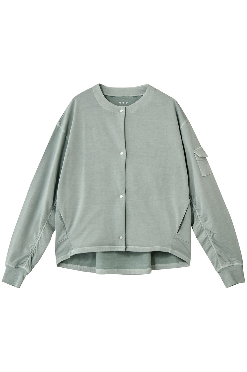 スリードッツ/three dotsのピグメントダイ ライトブルゾン(セージ/EY7001Y)