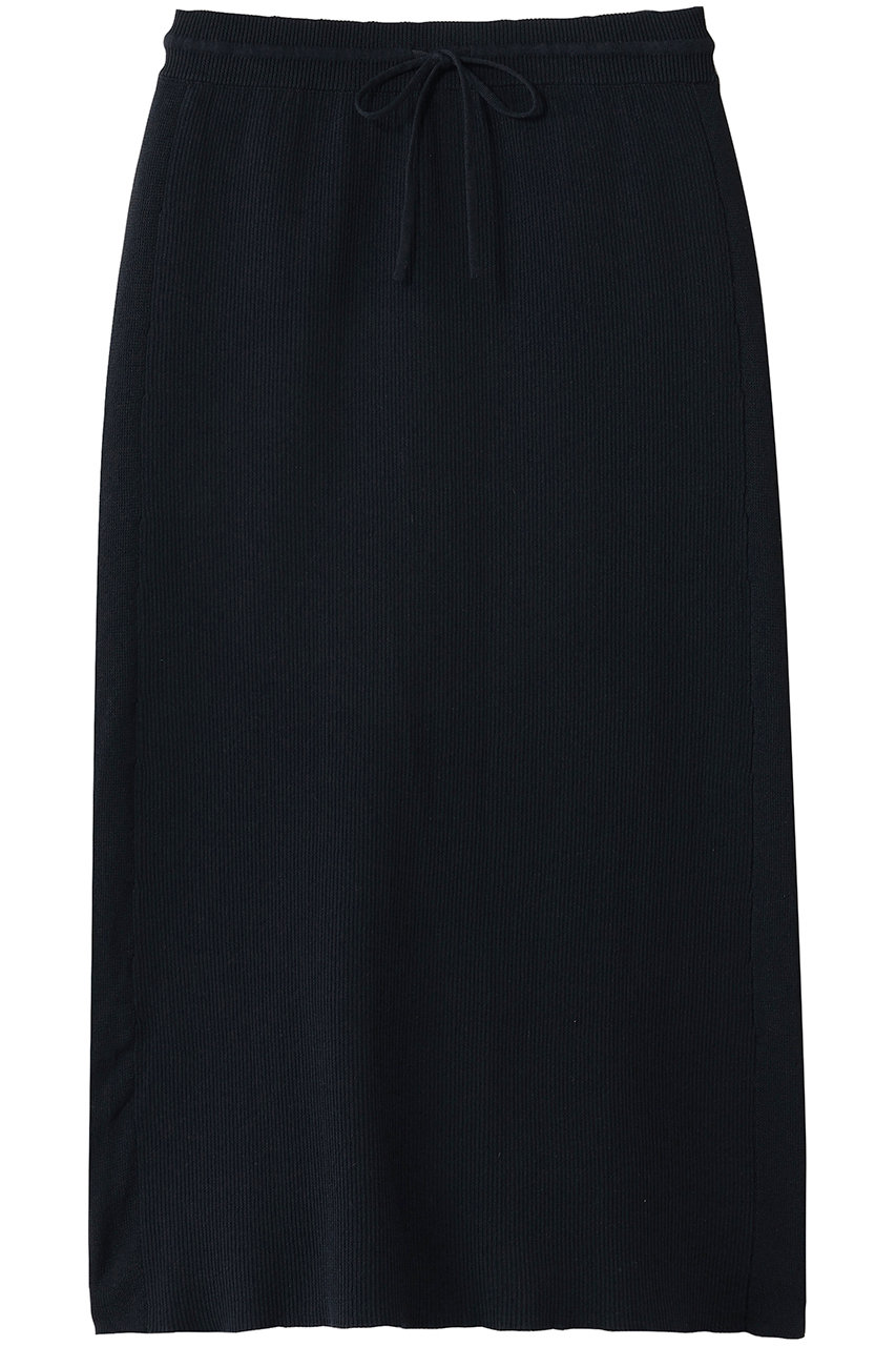 スリードッツ/three dotsのブライトコットン スカート(ネイビー/FJ3001Y)
