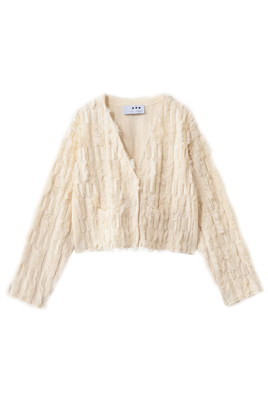 スリードッツ/three dotsのブライトコットン フリンジジャケット(エクリュ/FJ7001Y)