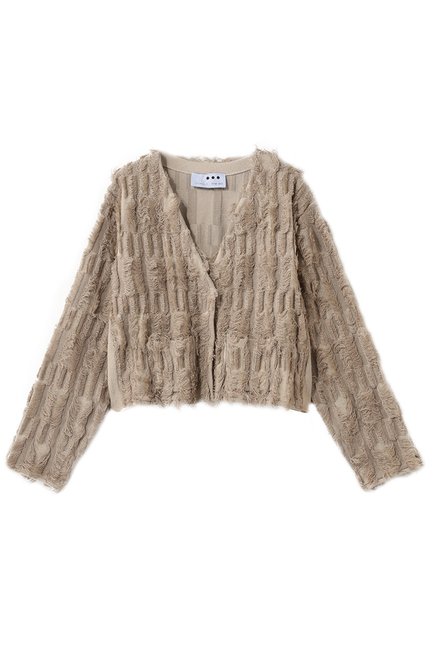 スリードッツ/three dotsのブライトコットン フリンジジャケット(アッシュベージュ/FJ7001Y)