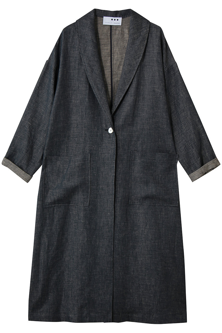 スリードッツ/three dotsのラフリネン ドクターコート(デニム/RL7003Y)