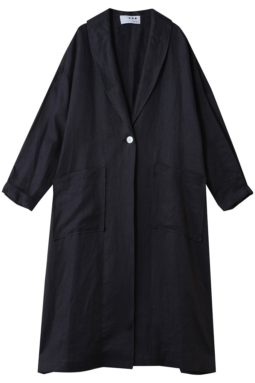 スリードッツ/three dotsのラフリネン ドクターコート(ネイビー/RL7003Y)