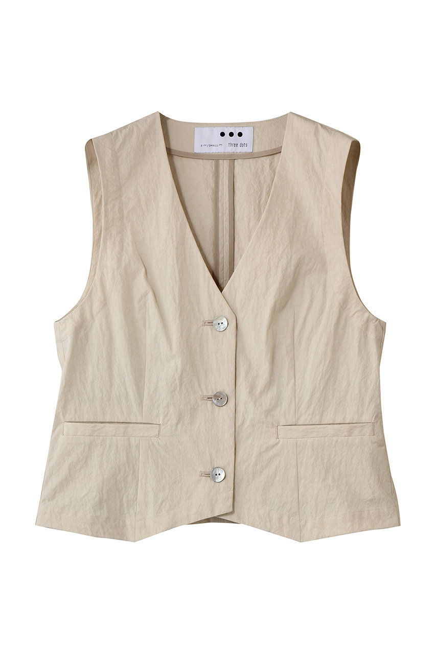 スリードッツ/three dotsのサン ドライドクロス トップス(ベージュ/UD0002Y)