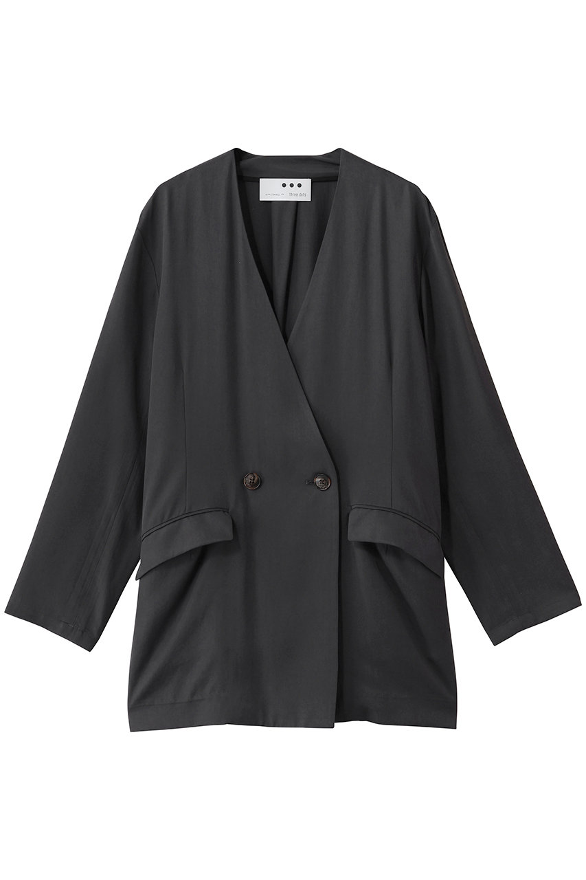 three dots フィブリオ ジャケット (ブラック, S) スリードッツ ELLE SHOP