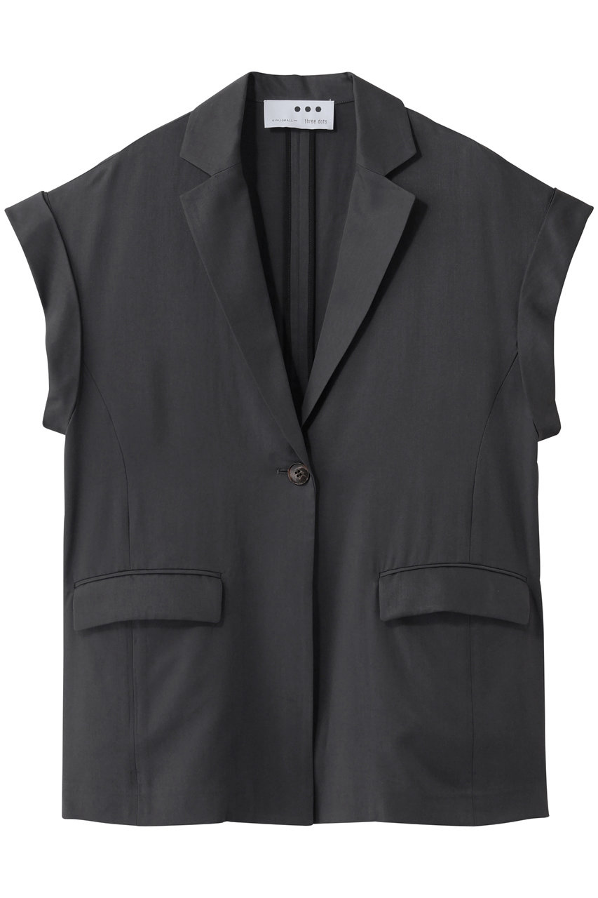 スリードッツ/three dotsのフィブリオ 半袖ジャケット(ブラック/FL7002Y)