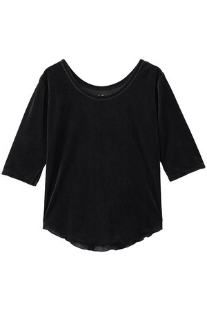 スリードッツ/three dotsのシアーベロア ダブルオープンネックTシャツ(110100/110102)