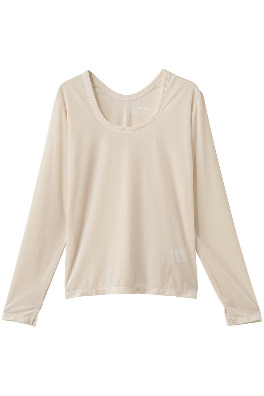 スリードッツ/three dotsのシアーベロア 長袖Tシャツ(エクリュ/KV2001Y)