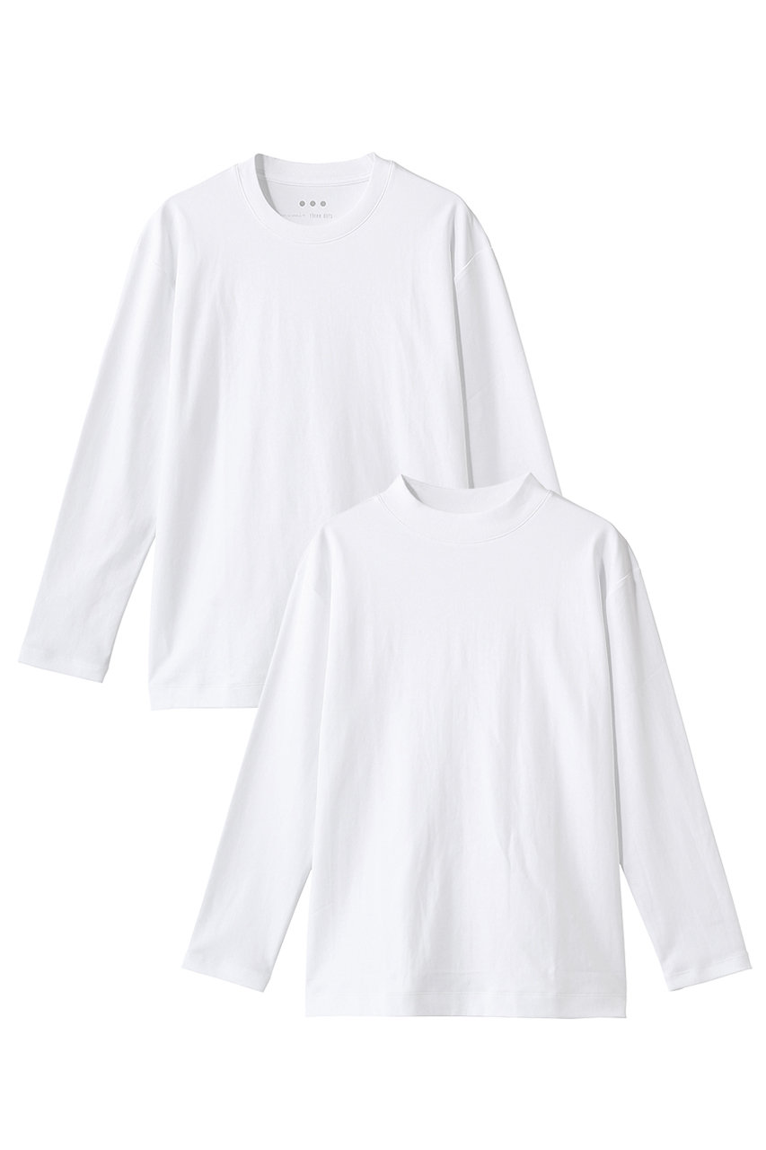スリードッツ/three dotsの【UNISEX】2パックTシャツ レギュラーフィット長袖(ホワイト/PCT2001Y)