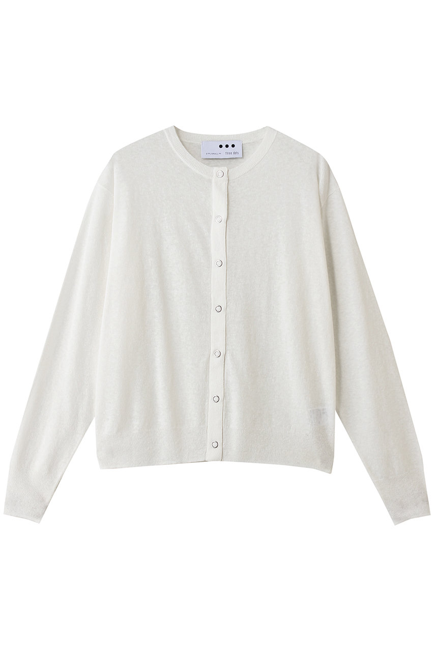 スリードッツ/three dotsのココ スラブ カーディガン(ホワイト/GF7001Y)