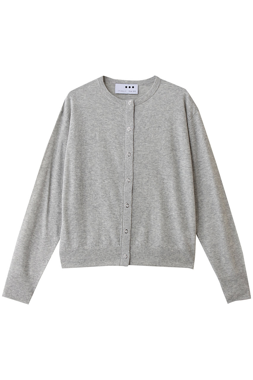 three dots ココ スラブ カーディガン (メランジグレー, S) スリードッツ ELLE SHOP