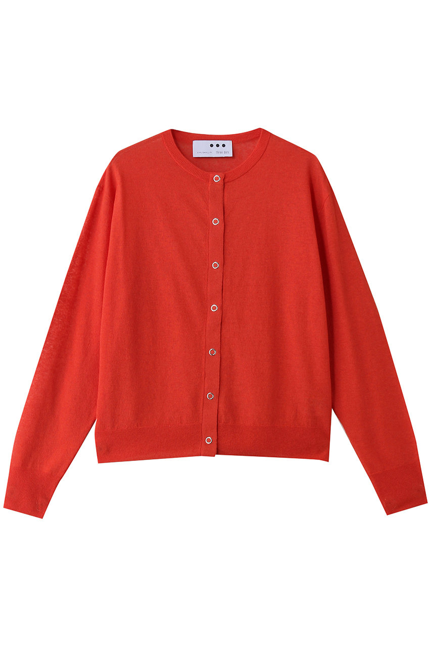 スリードッツ/three dotsのココ スラブ カーディガン(レッド/GF7001Y)