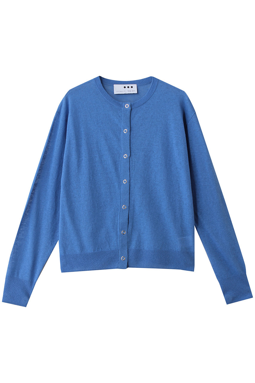 three dots ココ スラブ カーディガン (ブルー, S) スリードッツ ELLE SHOP