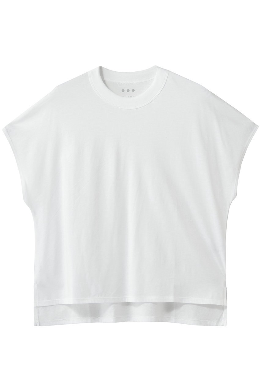 スリードッツ/three dotsのミルキージャージー フレンチスリーブTシャツ(スノーホワイト/MJ1003Y)
