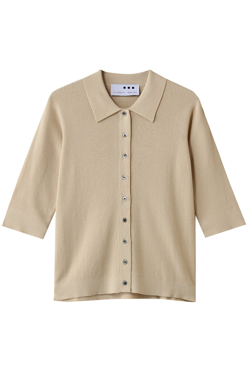 スリードッツ/three dotsのサンディコットン H/S ポロ(ベージュ/NK1001Y)