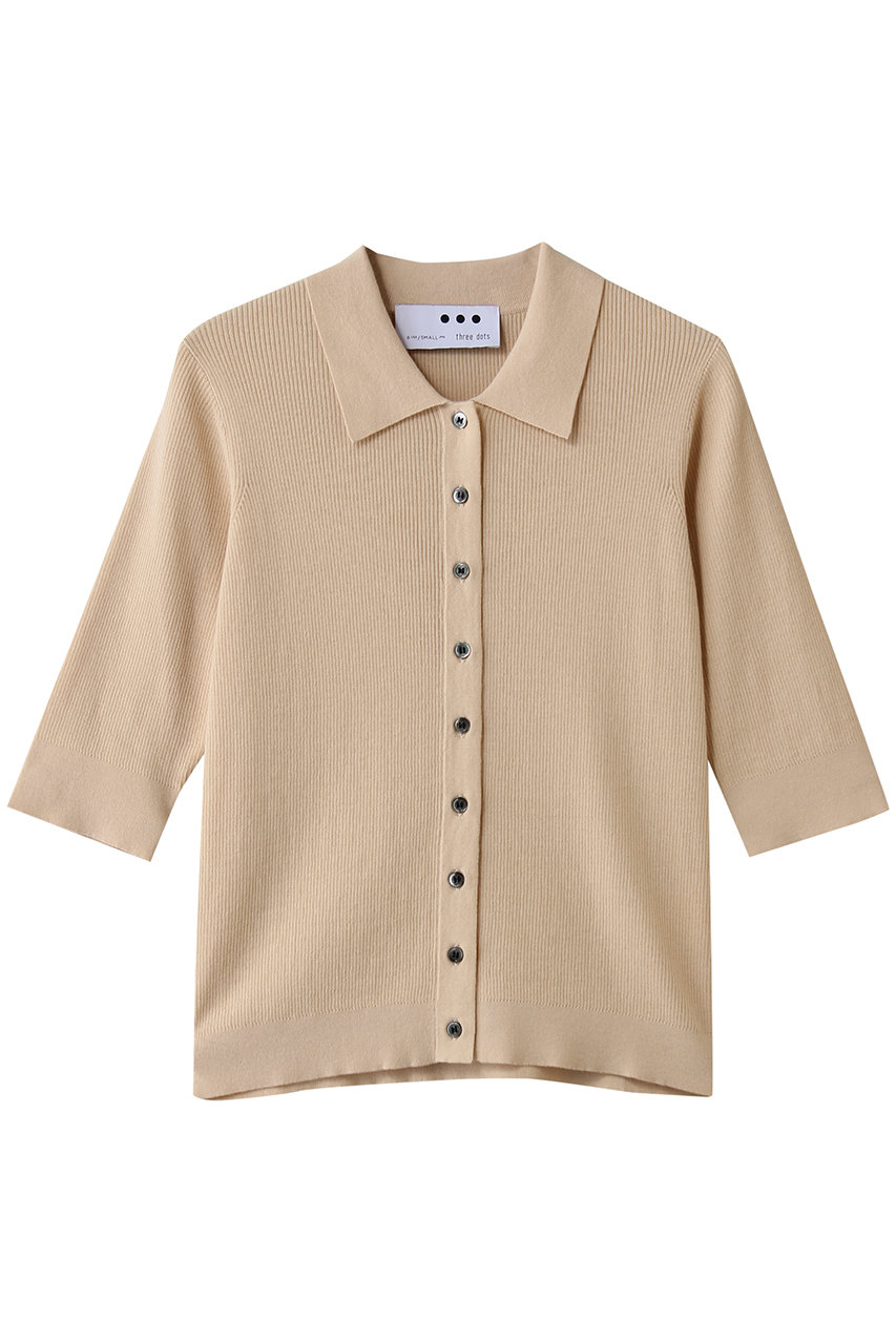 スリードッツ/three dotsのサンディコットン H/S ポロ(ティントピンク/NK1001Y)