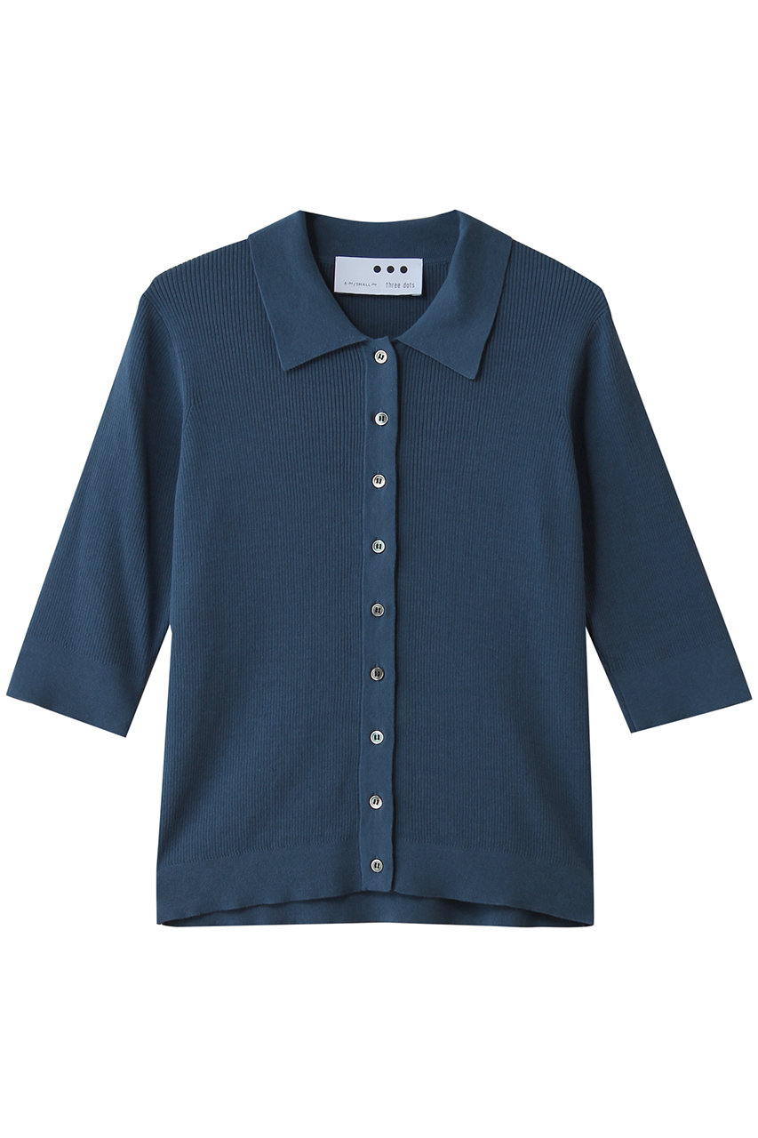 スリードッツ/three dotsのサンディコットン H/S ポロ(ブルー/NK1001Y)