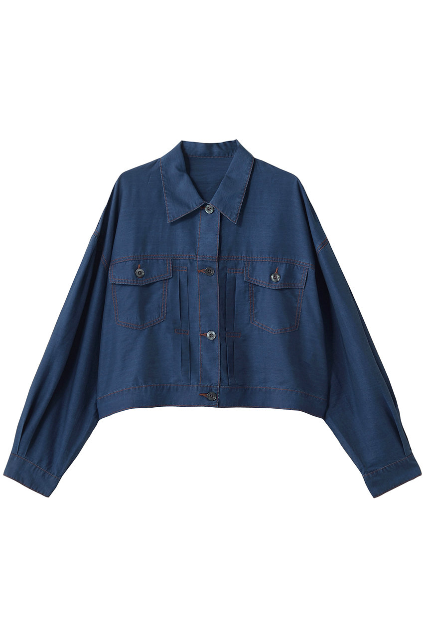 スリードッツ/three dotsのシアー デニムジャケット(ブルー/HQ7001Y)