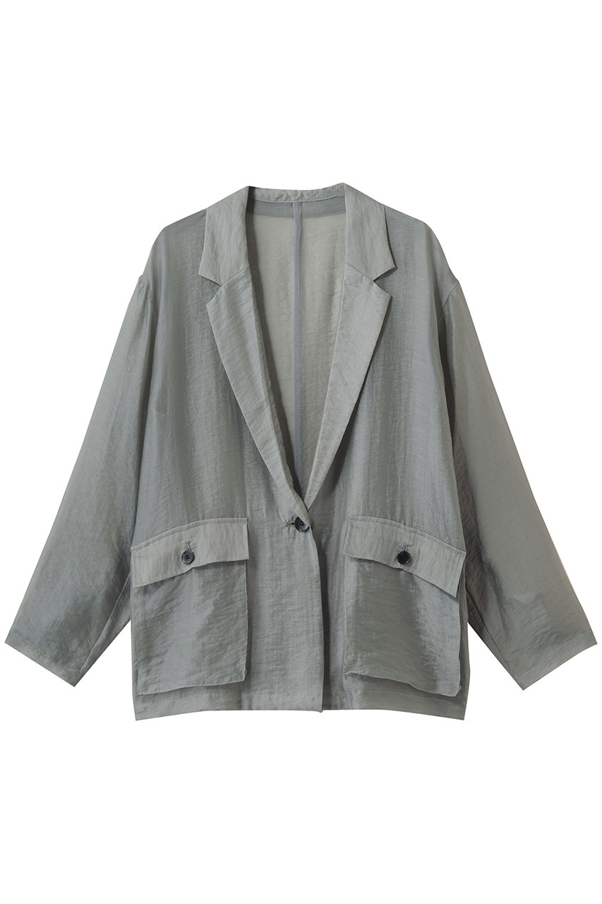 スリードッツ/three dotsのシャイニー シャツジャケット(グレー/NE7004Y)