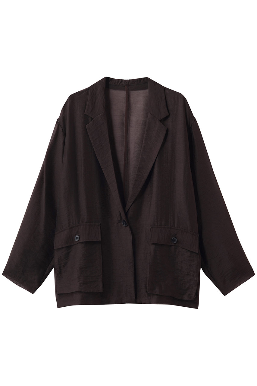スリードッツ/three dotsのシャイニー シャツジャケット(プラムブラウン/NE7004Y)