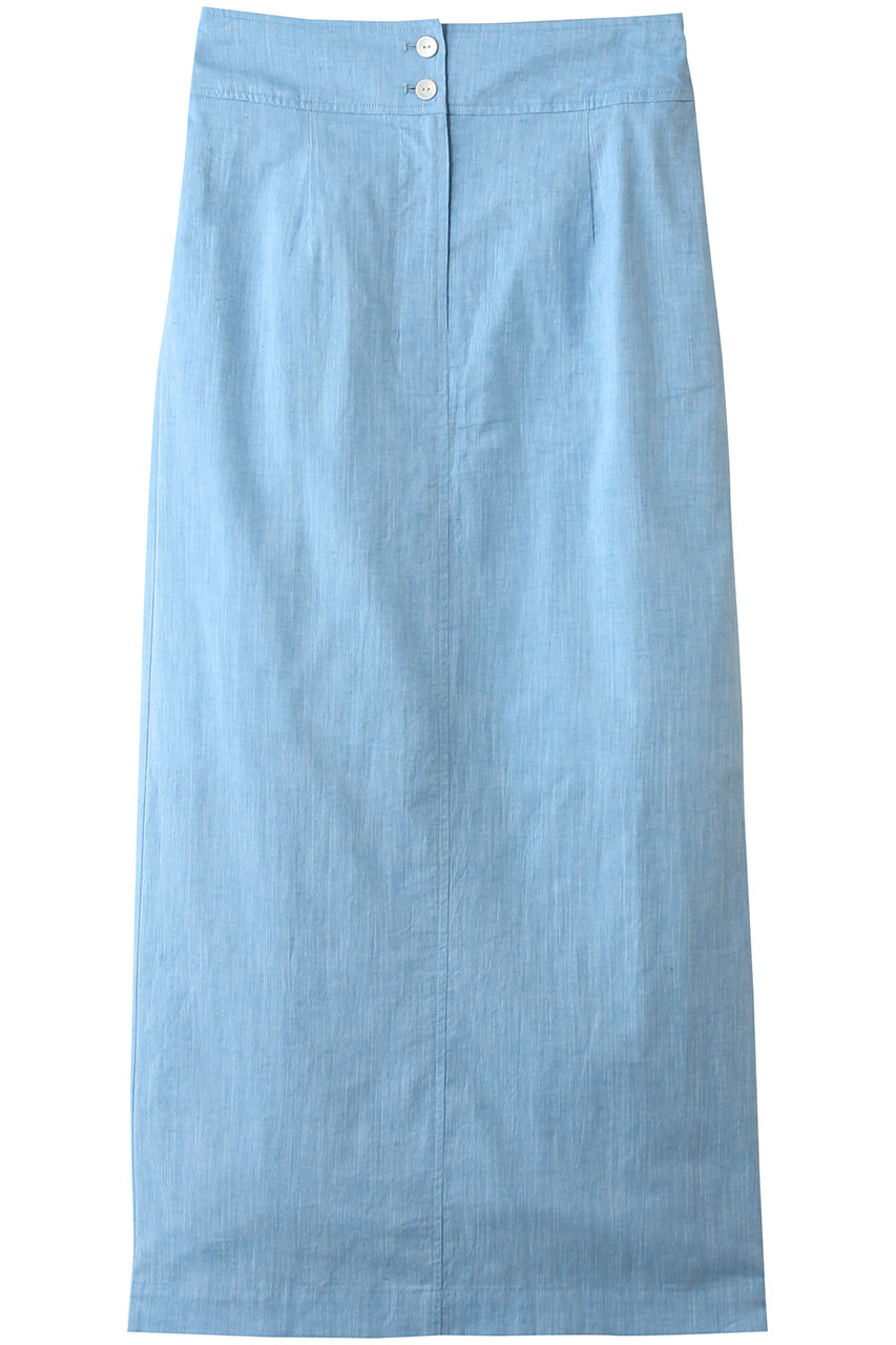 スリードッツ/three dotsのコットンリネン ナロースカート(ライトブルー/LC3002Y)