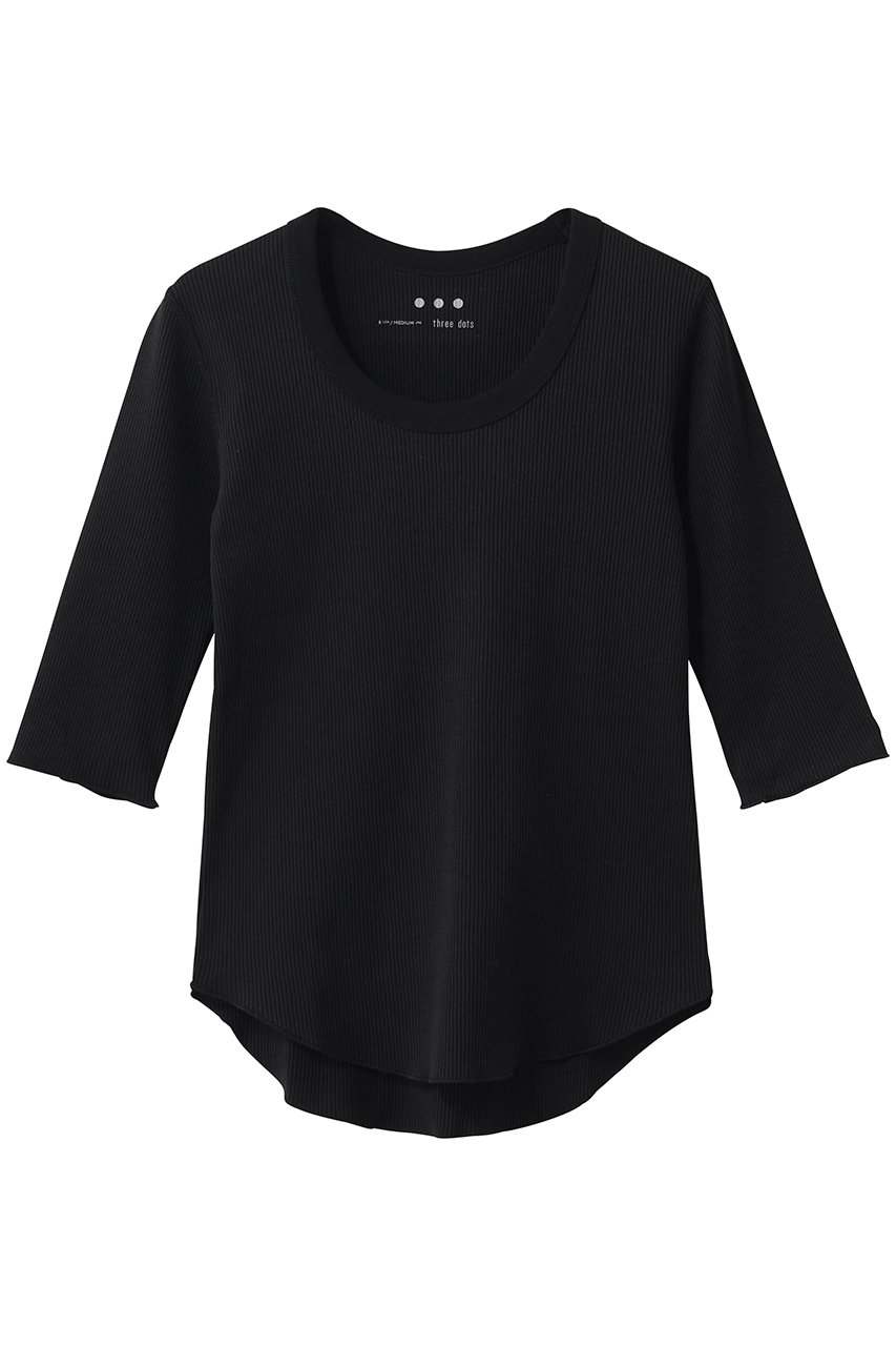 three dots シャイニー リブジェシカ (ブラック, M) スリードッツ ELLE SHOP