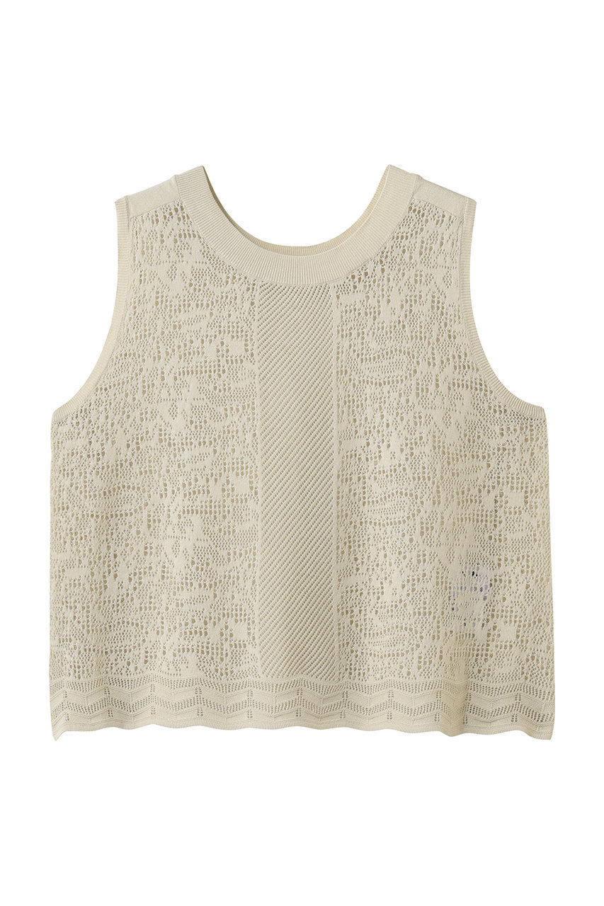 スリードッツ/three dotsのパナマレース 2WAYタンクトップ(ベージュ/KS0001Y)