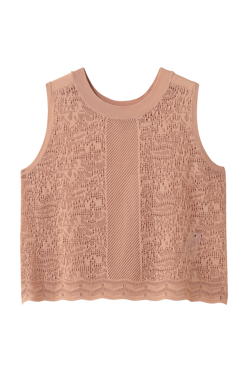 スリードッツ/three dotsのパナマレース 2WAYタンクトップ(ピンク/KS0001Y)