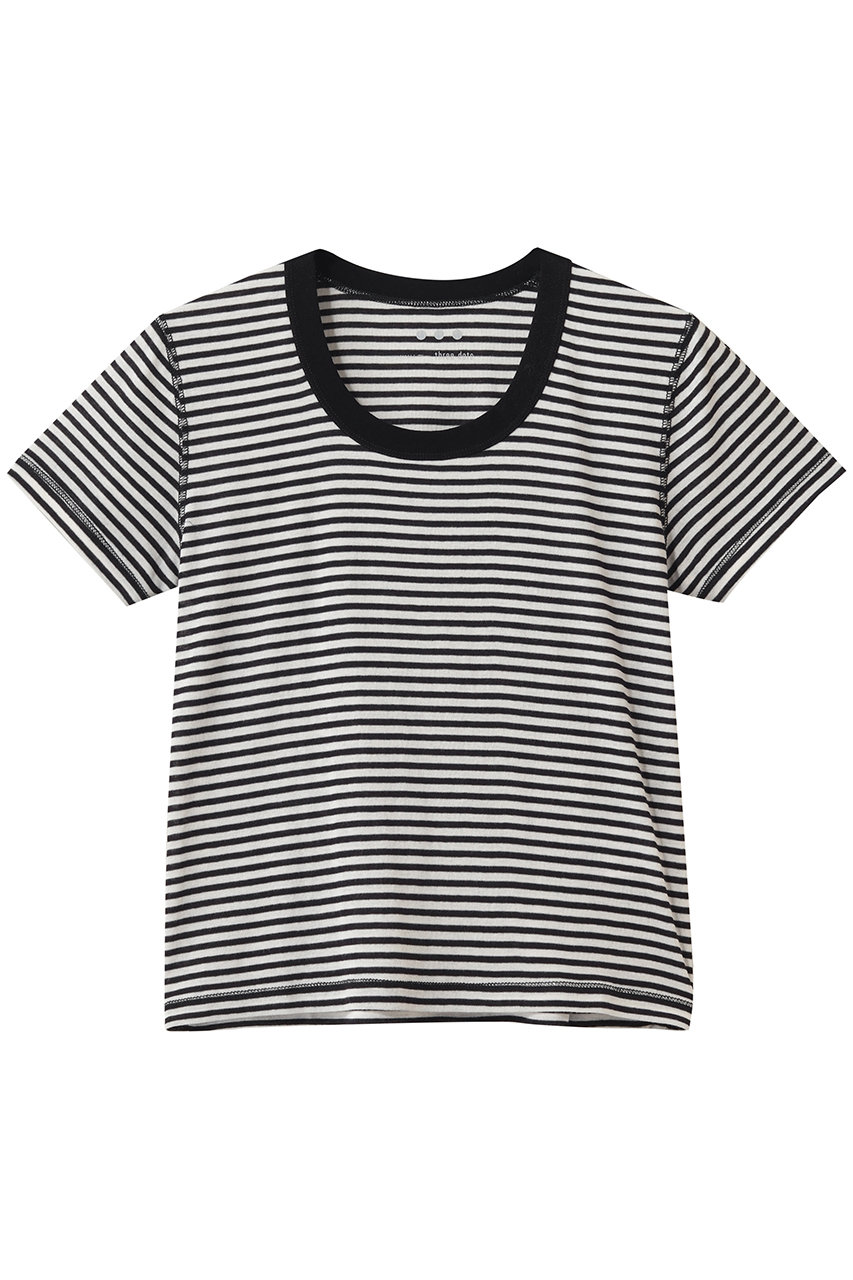 スリードッツ/three dotsの80ストレッチコットン コットンジェシカ(ブラックストライプ/BJ1001Y)