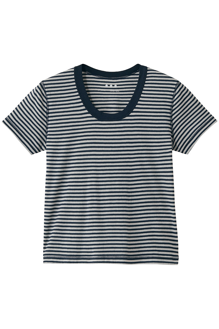 スリードッツ/three dotsの80ストレッチコットン コットンジェシカ(ネイビーストライプ/BJ1001Y)