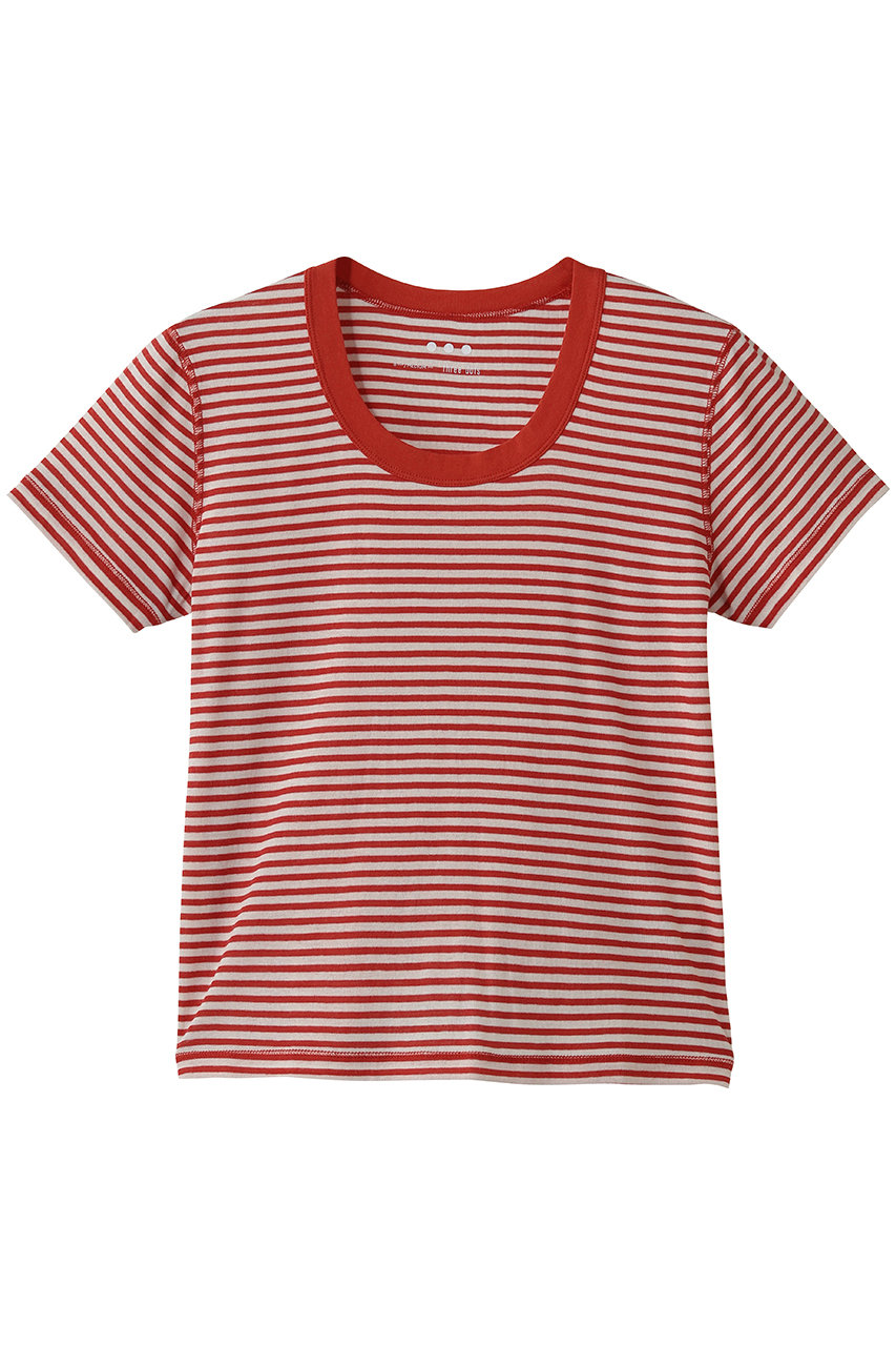 スリードッツ/three dotsの80ストレッチコットン コットンジェシカ(レッドストライプ/BJ1001Y)