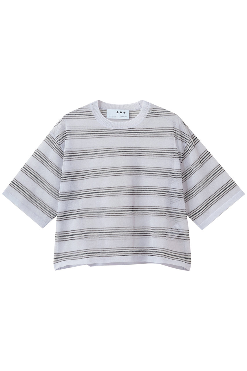スリードッツ/three dotsのアロア シアーTシャツ(ライトパープルマルチ/EO1001Y)