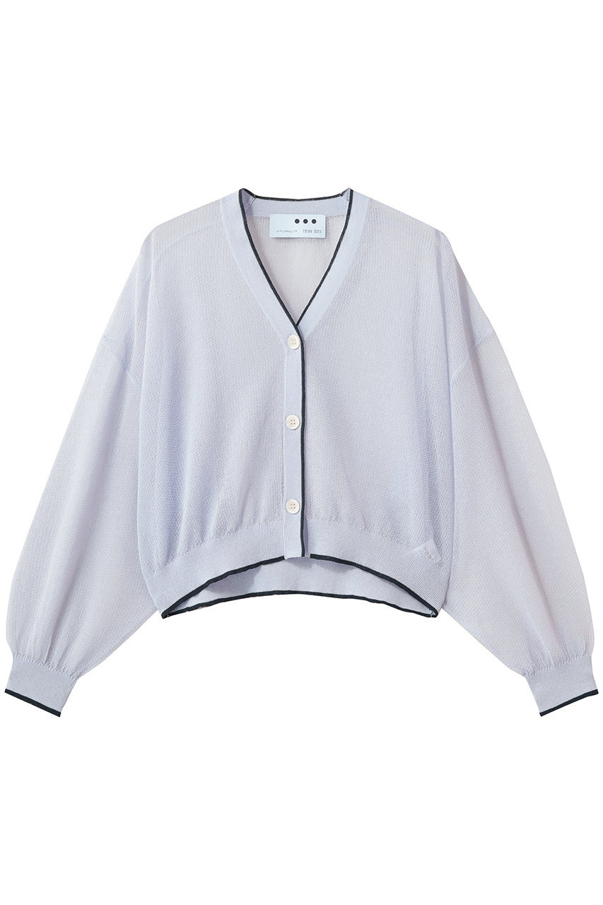 スリードッツ/three dotsのアロア シアー カーディガン(パープル/EO7001Y)