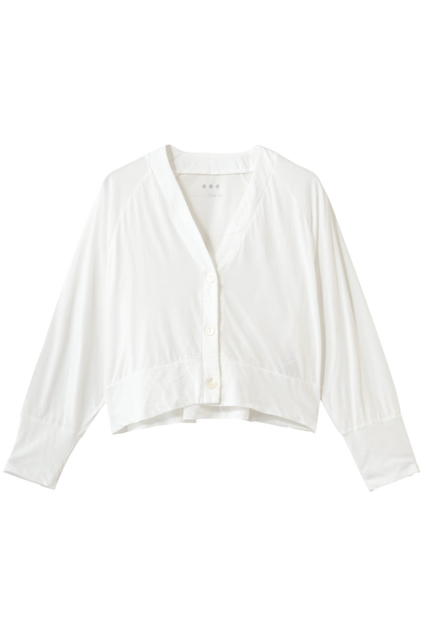 スリードッツ/three dotsのジャージーコレット　コクーンカーディガン(ホワイト/KD7004Y)