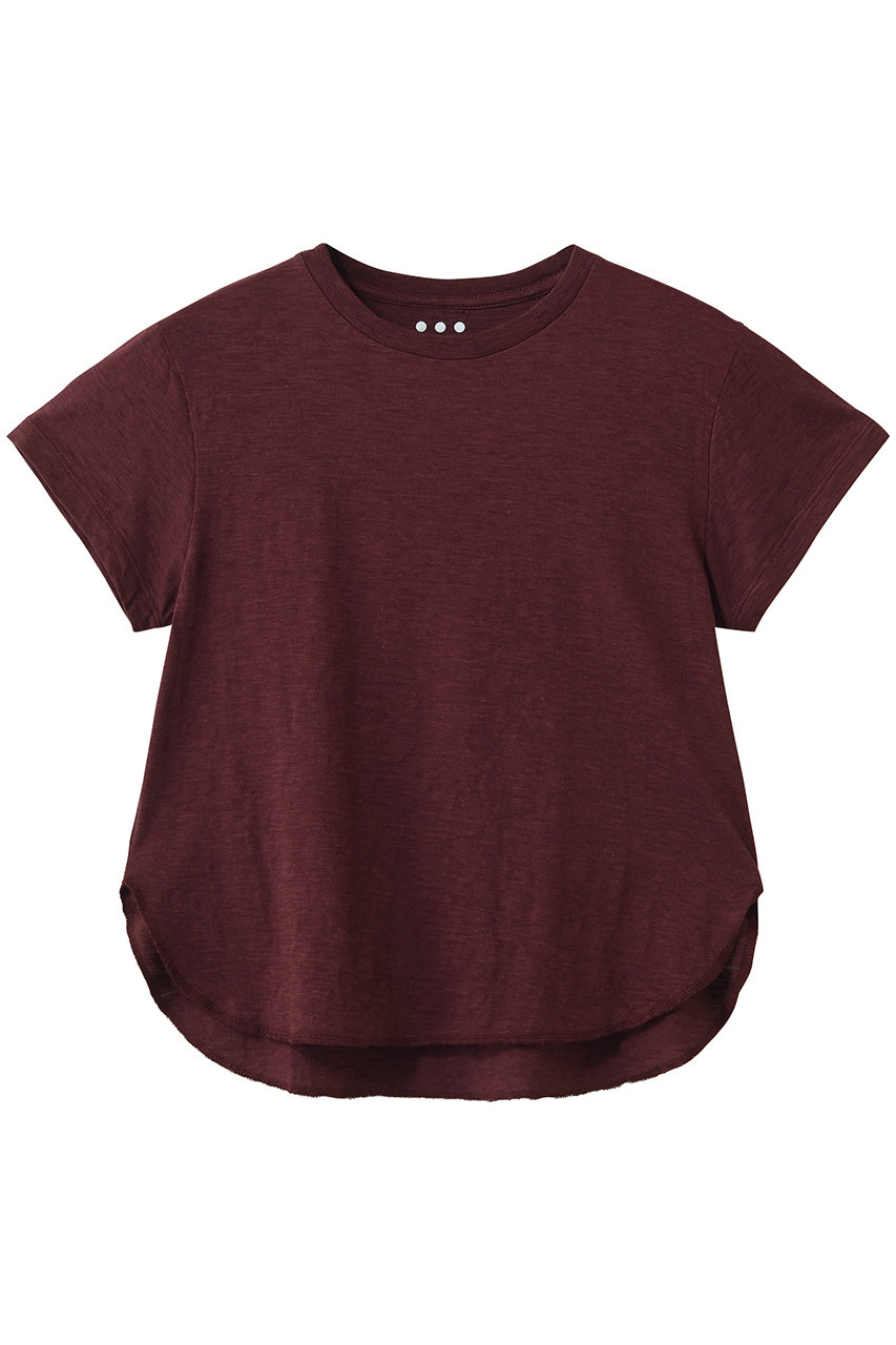 スリードッツ/three dotsのオーガニックスラブ　クルーネック(バーガンディー/KK1002Y)