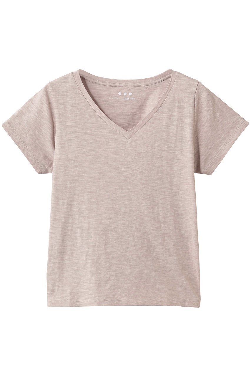 スリードッツ/three dotsのオーガニックスラブ　Vネック(マーブペタル/KK1003Y)