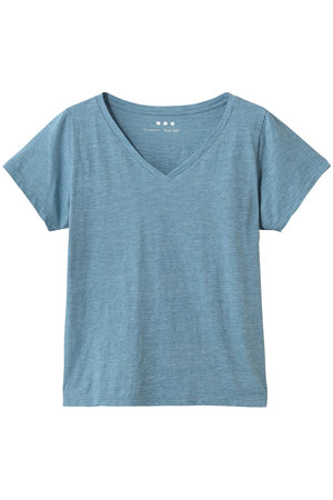 スリードッツ/three dotsのオーガニックスラブ　Vネック(110100/110103)