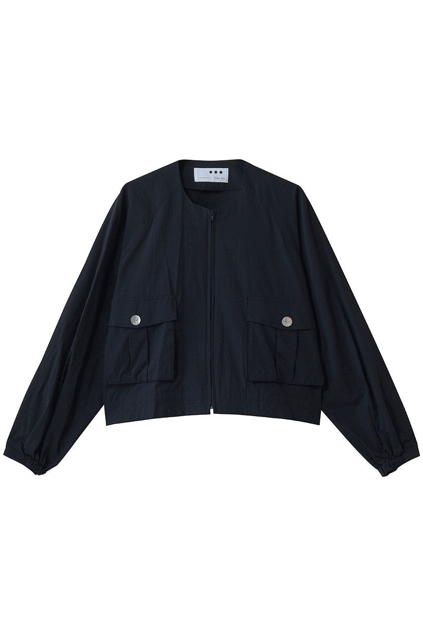 スリードッツ/three dotsのクリスピー タフタジャケット(ネイビー/JS7001Y)