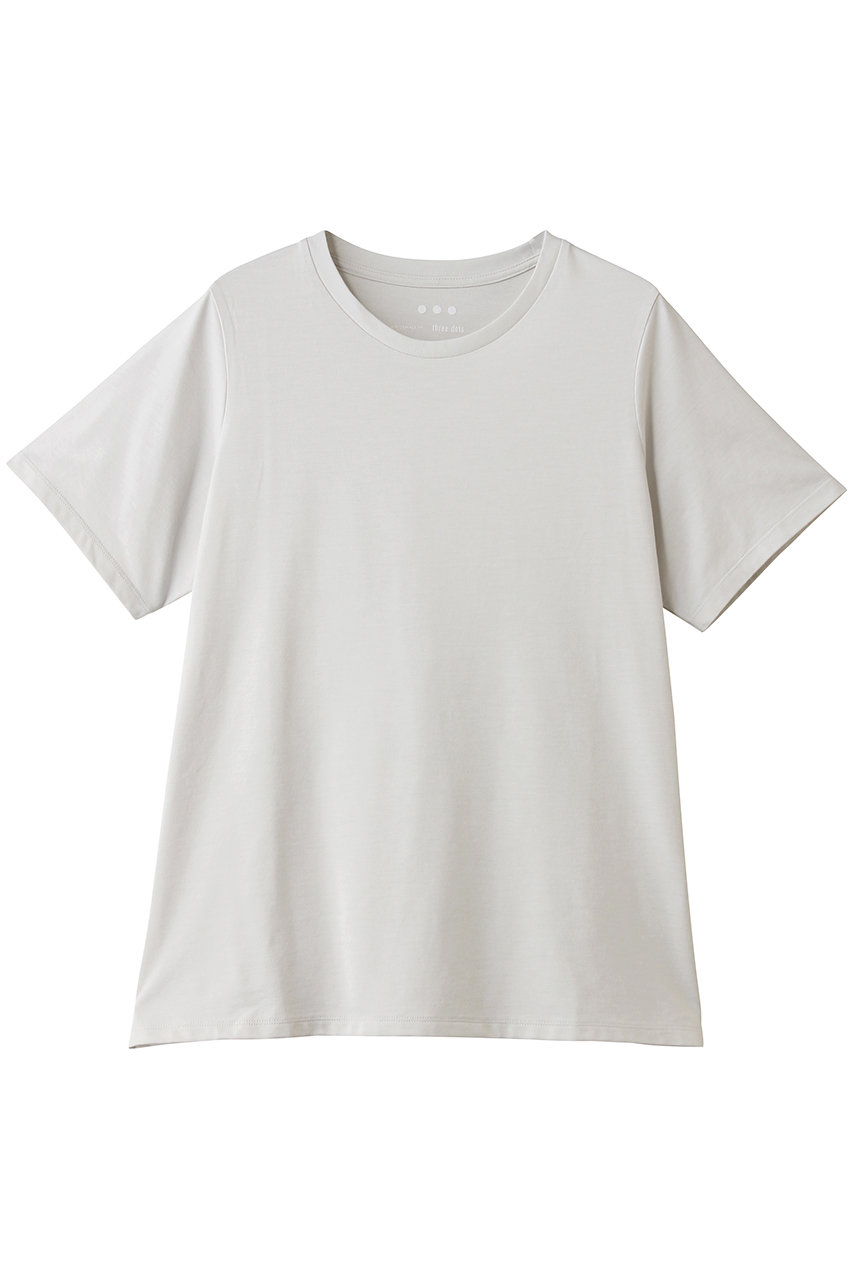 スリードッツ/three dotsのパウダリーコットン ベーシックTシャツ(アイスグレー/YJ1012Y)