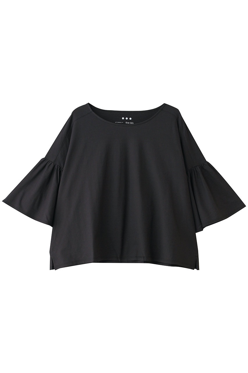 スリードッツ/three dotsのドライコットン ドレスTシャツ(ソフトブラック/HT1002Y)