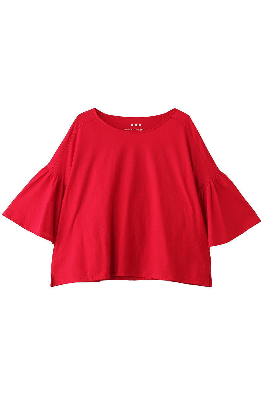 スリードッツ/three dotsのドライコットン ドレスTシャツ(レッド/HT1002Y)