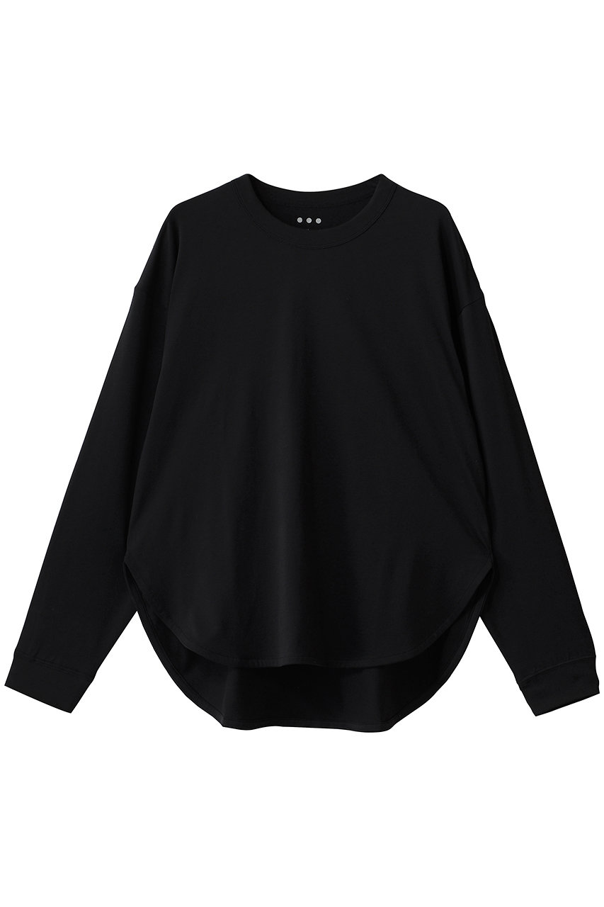 スリードッツ/three dotsのサンデッドジャージー ルーズロングTシャツ(ブラック/BN2003Y)