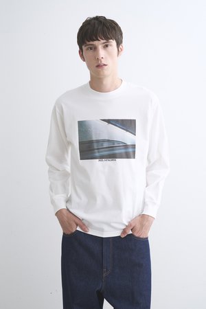 スリードッツ/three dotsの【UNISEX】グラフィック ロングスリーブTシャツ(110100/110103)