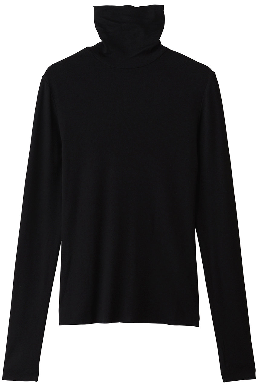 three dots リヨセルミラノリブ タートルネック (ブラック, M) スリードッツ ELLE SHOP