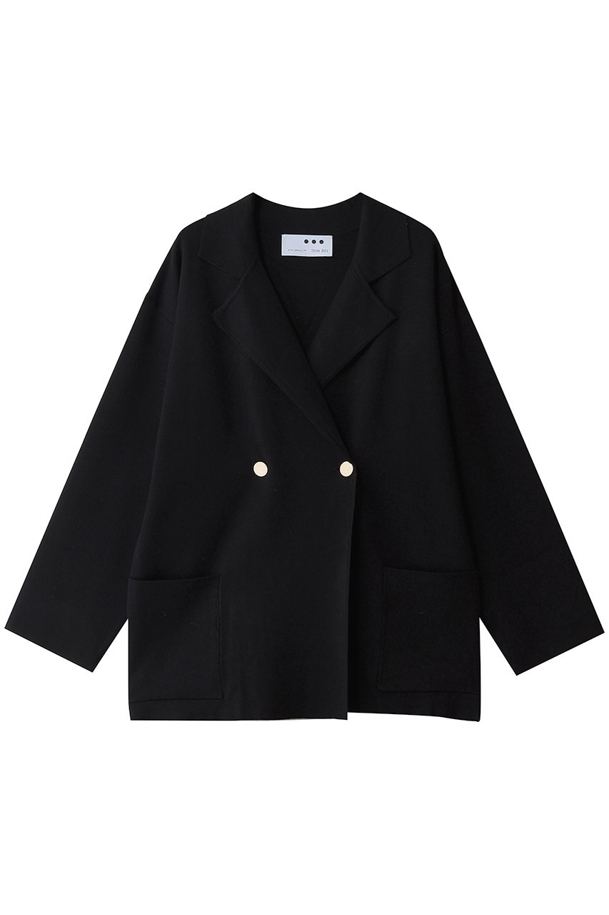 three dots スムースビスコース ブレザー (ブラック, S) スリードッツ ELLE SHOP