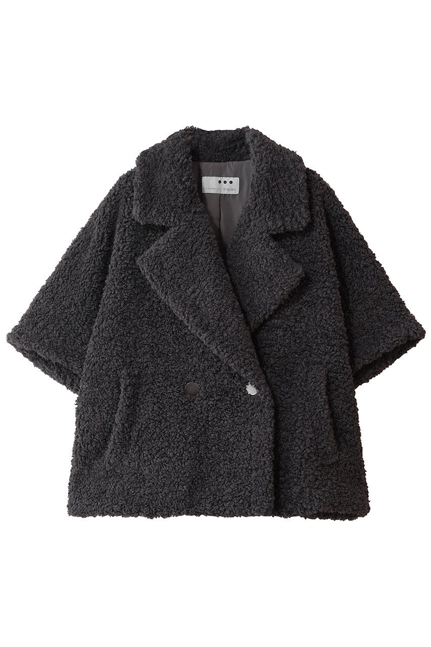 three dots 【ゾーイ】プードルボア ピーコートベスト (ブラック, S) スリードッツ ELLE SHOP