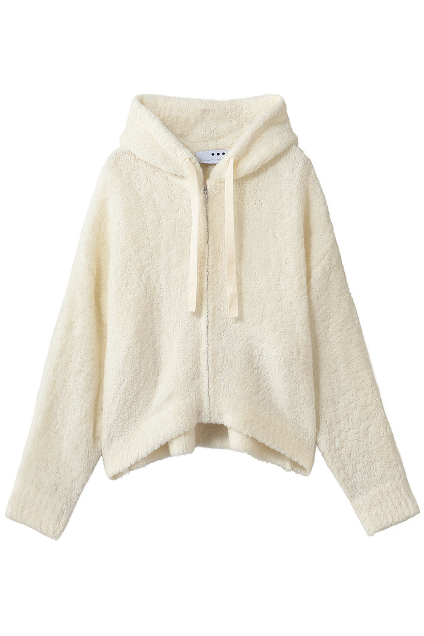 three dots パフィウール ジップアップフーディ (オフホワイト, S) スリードッツ ELLE SHOP
