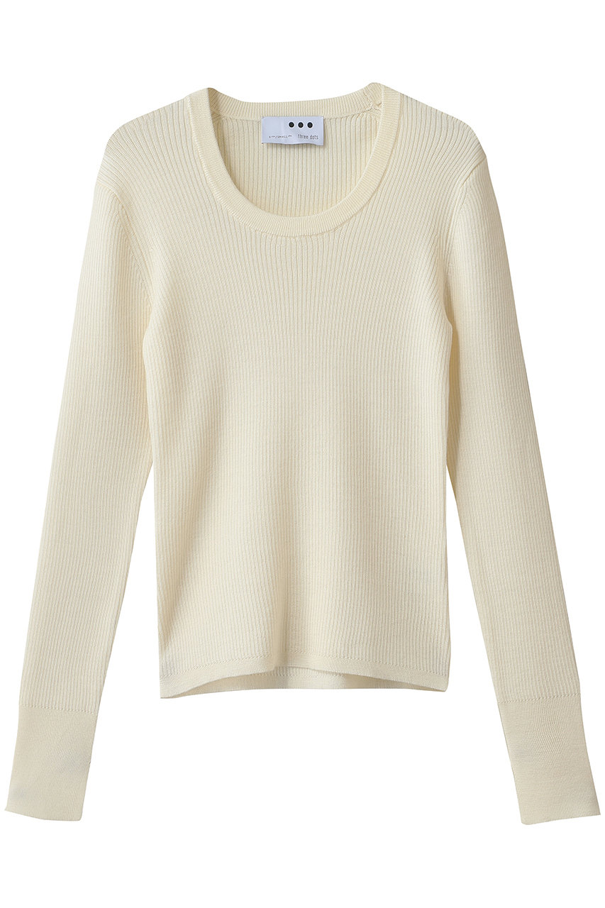 three dots Mercerized ウールジェシカ (オフホワイト, S) スリードッツ ELLE SHOP