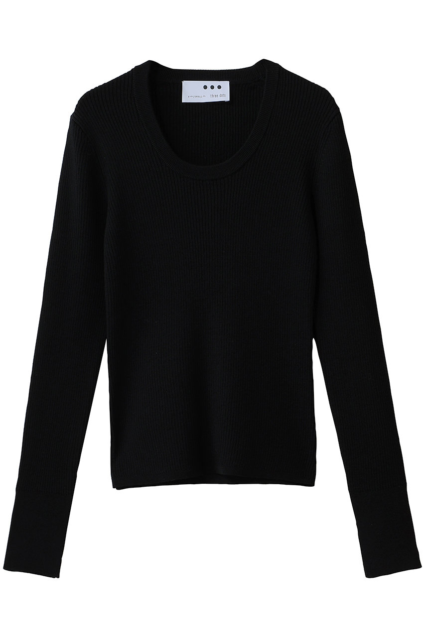 three dots Mercerized ウールジェシカ (ブラック, S) スリードッツ ELLE SHOP