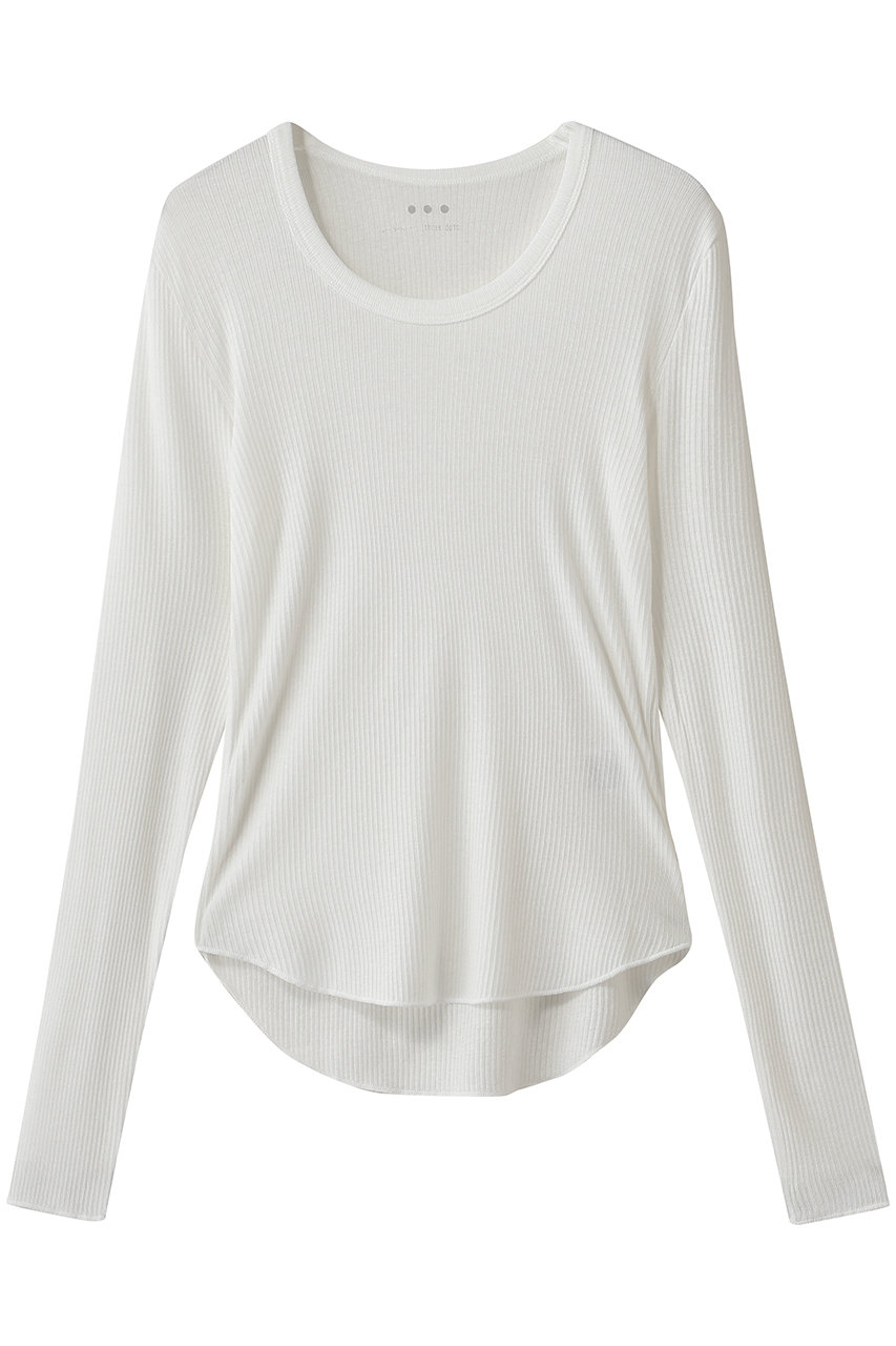 three dots シルクカシミヤ ロングスリーブ ジェシカ (ホワイト, M) スリードッツ ELLE SHOP