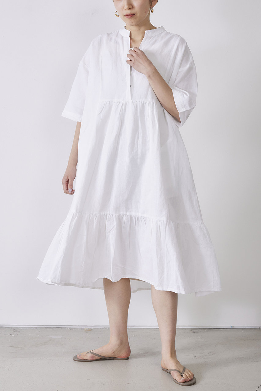 Normment ノーメント リネンコットンスキッパードレス ホワイト の通販 Elleshop エル ショップ